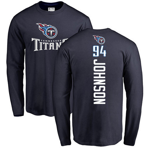 Tennessee Titans Men Navy Blue Austin Johnson Backer NFL Football #94 Long Sleeve T Shirt->tennessee titans->NFL Jersey